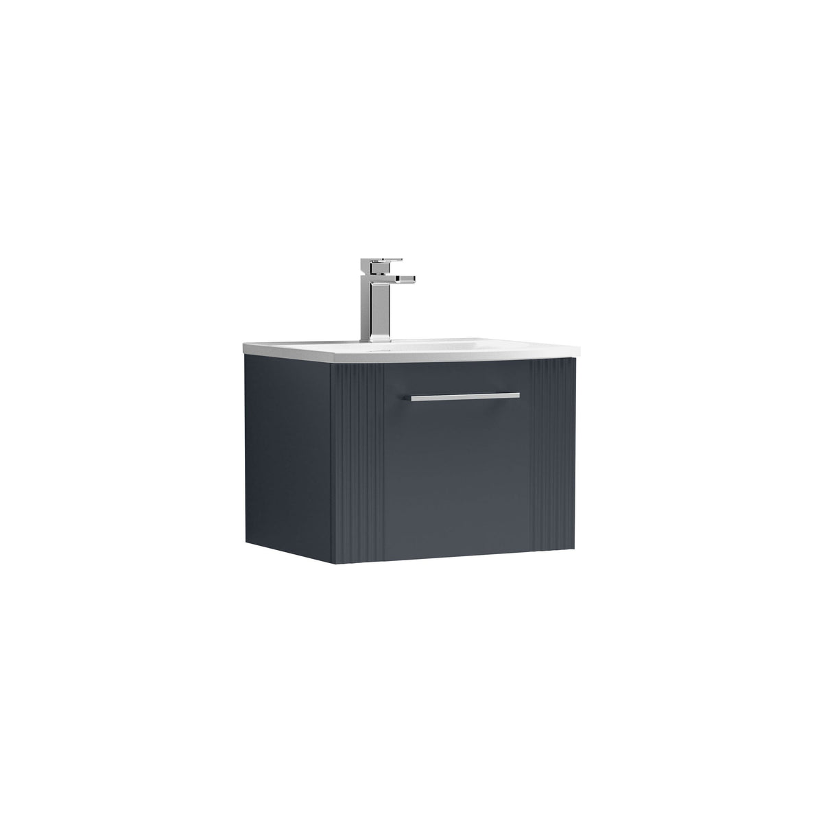 Modern Splash 500mm Soft Black 1 Drawer Wall Hung Vanity Unit With Curved Basin