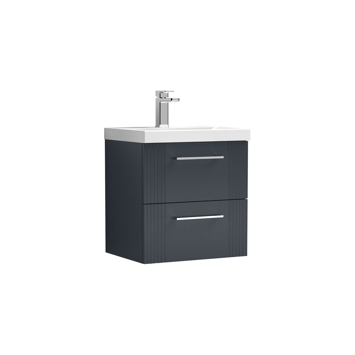 Modern Splash 500mm Soft Black 2 Drawer Wall Hung Vanity Unit With Thin Edge Basin
