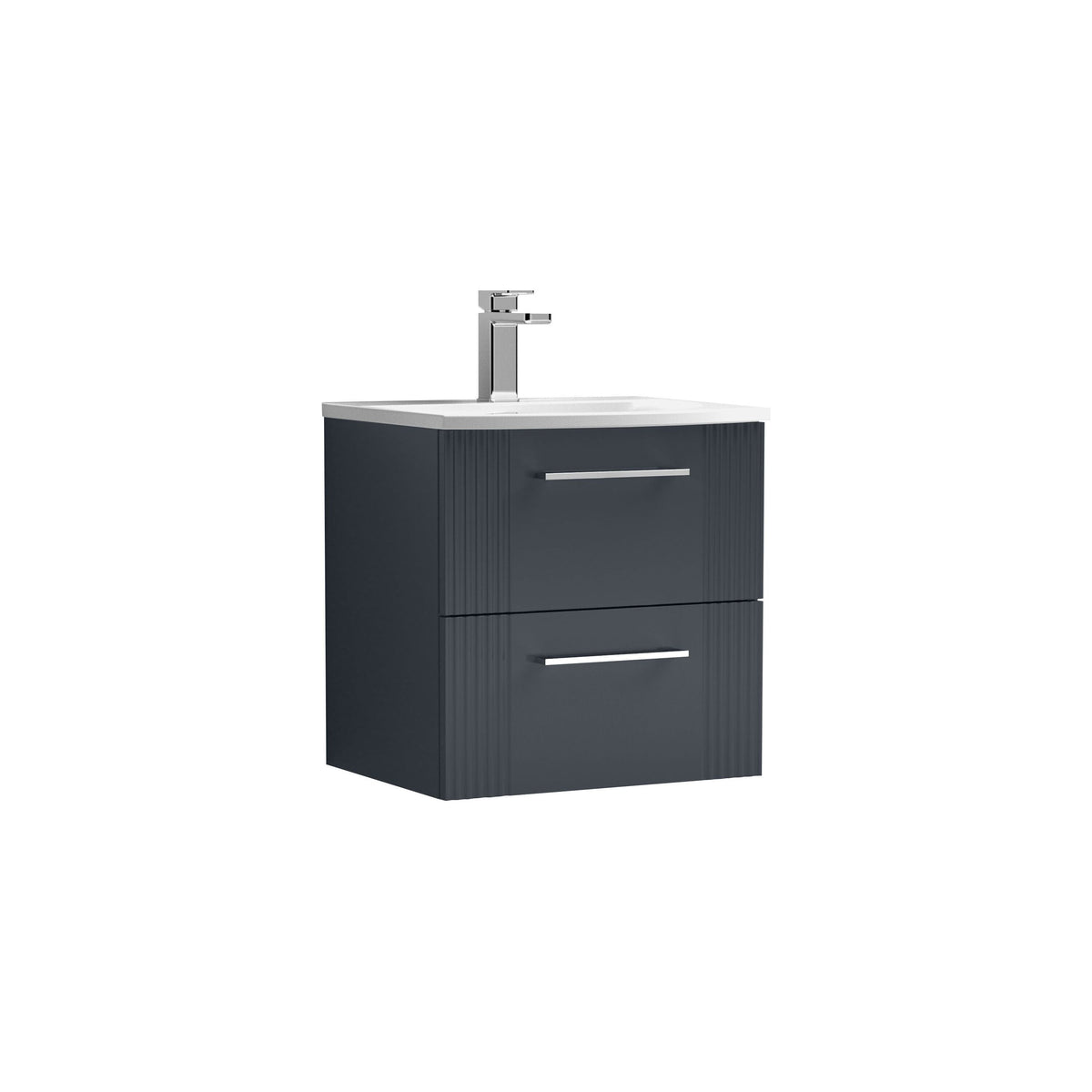 Modern Splash 500mm Soft Black 2 Drawer Wall Hung Vanity Unit With Curved Basin