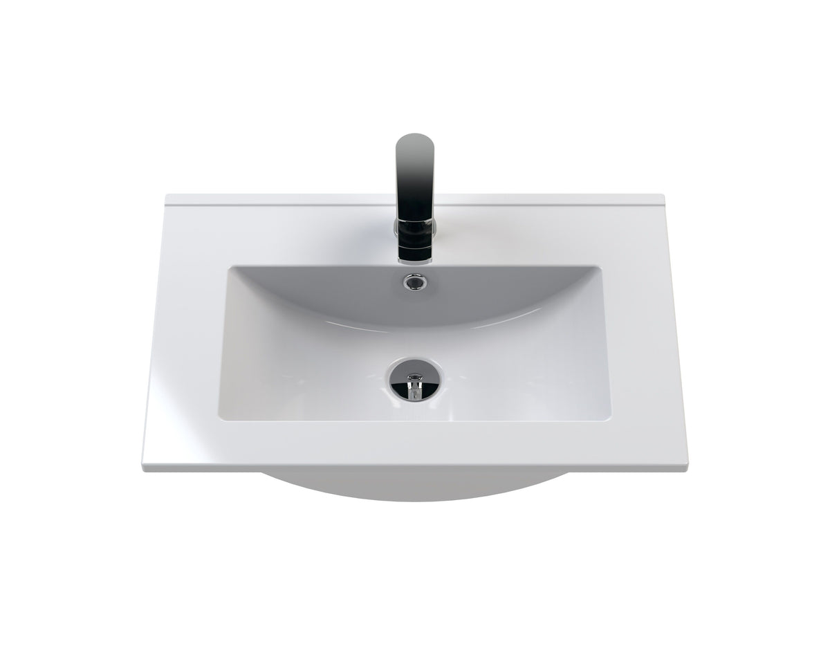 Modern Splash 600mm Soft Black 2 Drawer Wall Hung Vanity Unit With Minimalist Basin