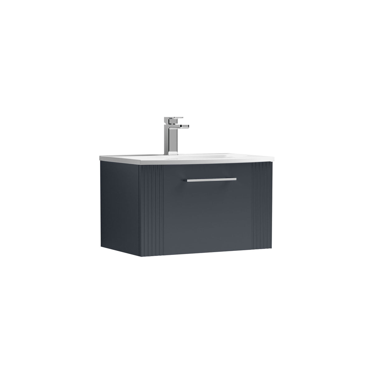 Modern Splash 600mm Soft Black 1 Drawer Wall Hung Vanity Unit With Curved Basin
