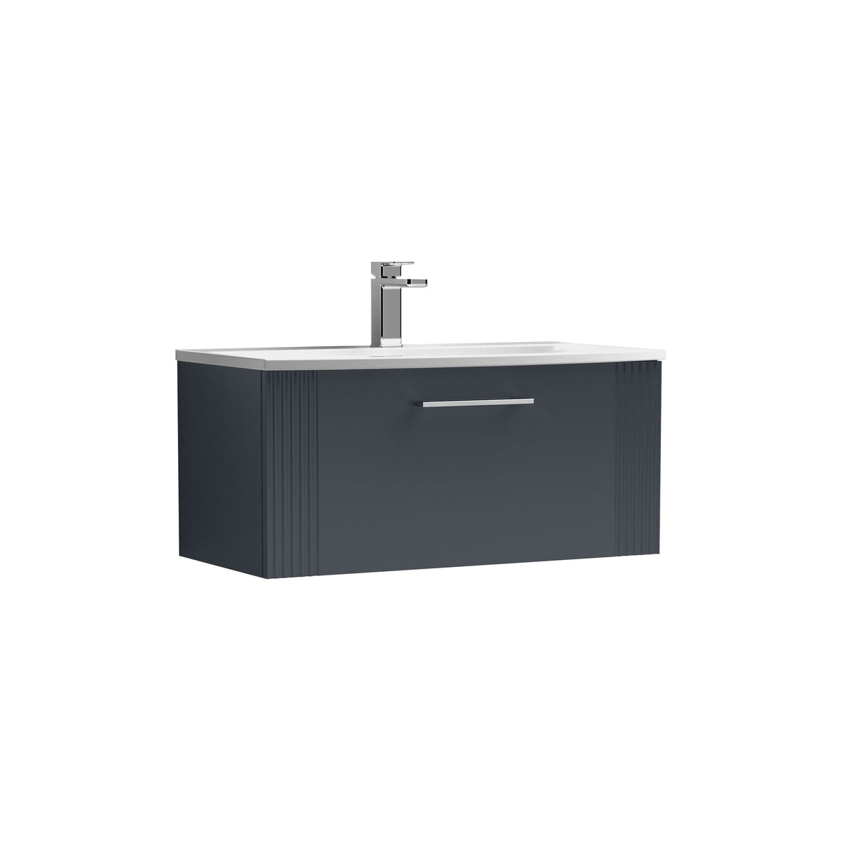 Modern Splash 800mm Soft Black 1 Drawer Wall Hung Vanity Unit With Curved Basin