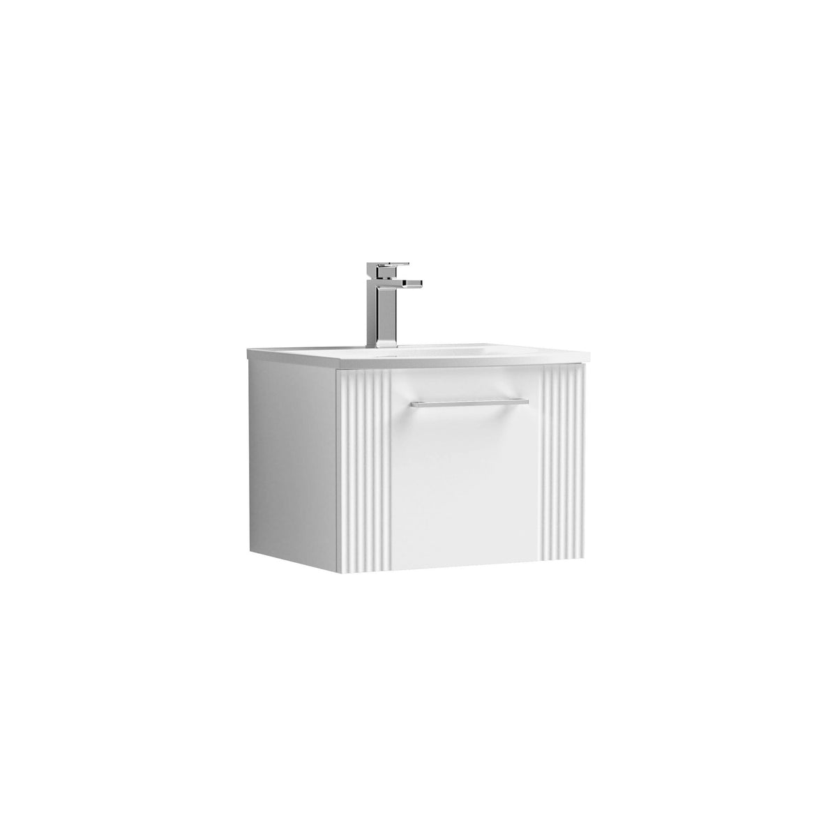 Modern Splash 500mm Satin White 1 Drawer Wall Hung Vanity Unit With Curved Basin