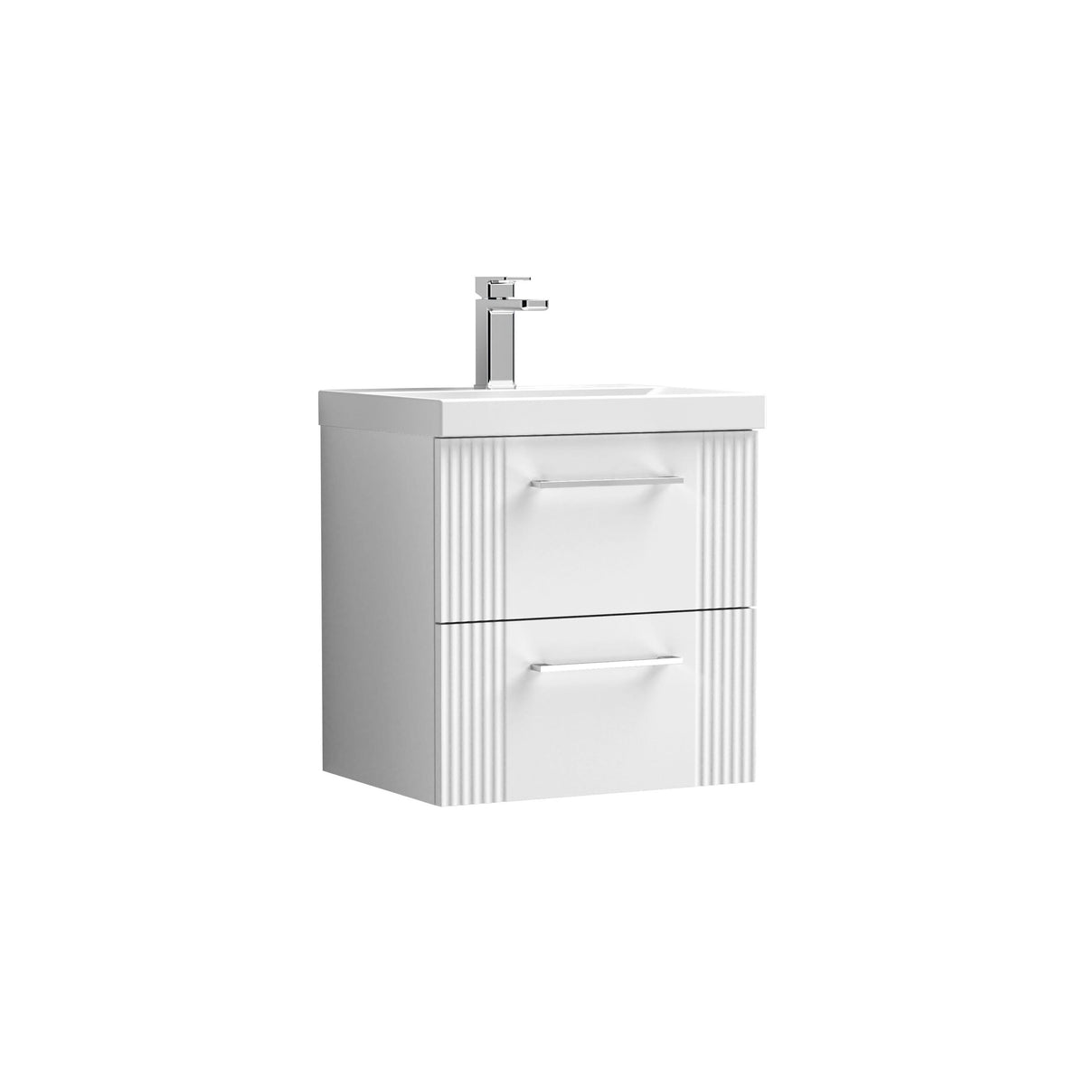 Modern Splash 500mm Satin White 2 Drawer Wall Hung Vanity Unit With Thin Edge Basin