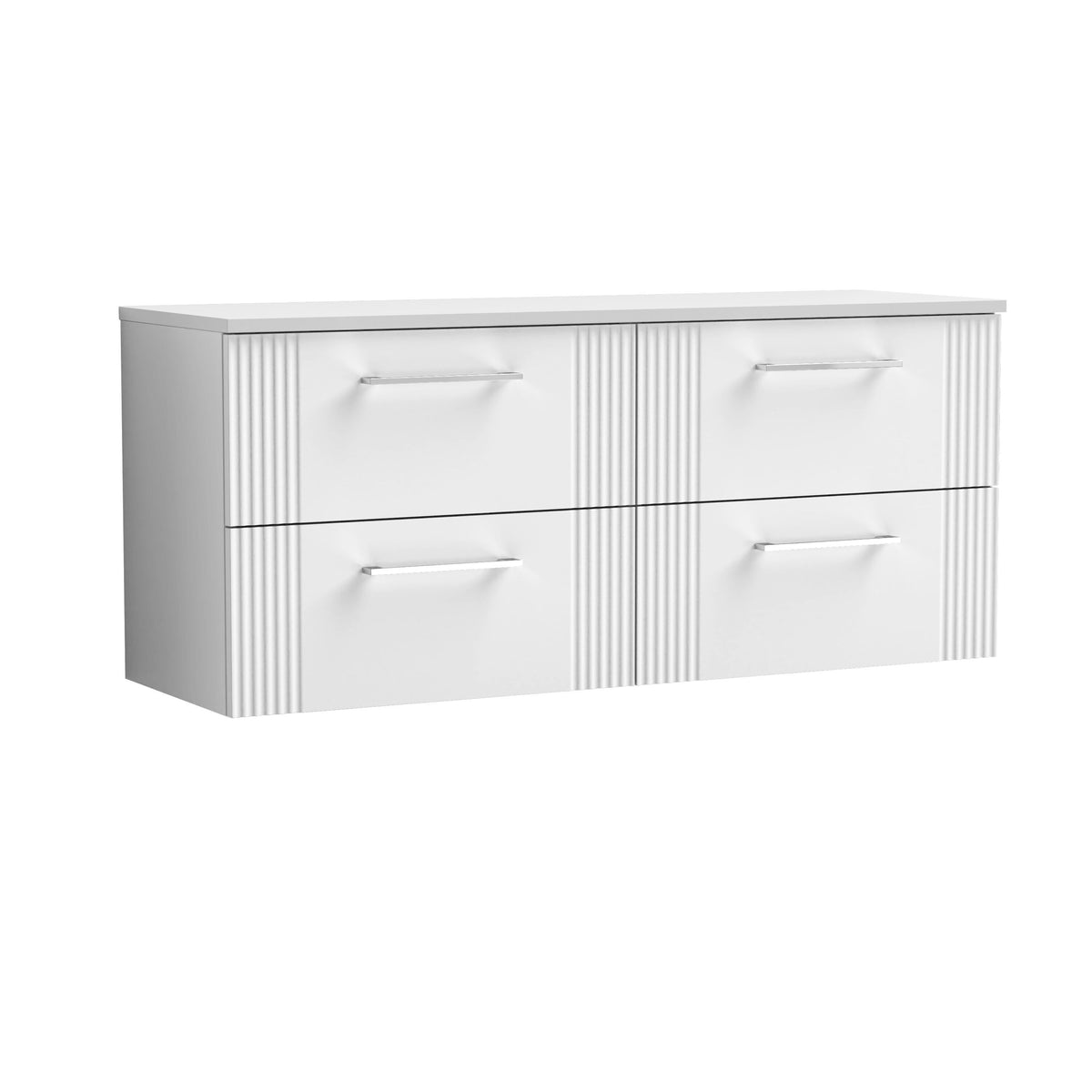 Modern Splash 1200mm Satin White 4 Drawer Wall Hung Vanity & Worktop