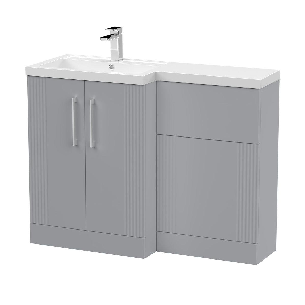 Modern Splash Satin Grey 1100mm x 390mm Left Hand Combination Unit With Polymarble Basin