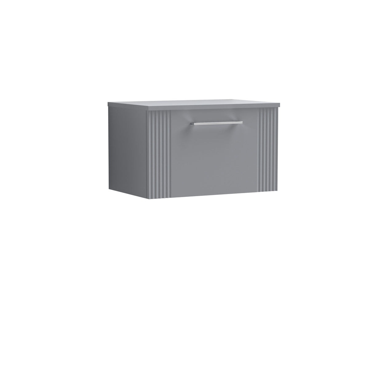 Modern Splash 600mm Satin Grey 1 Drawer Wall Hung Vanity Unit With Co-ordinating Worktop
