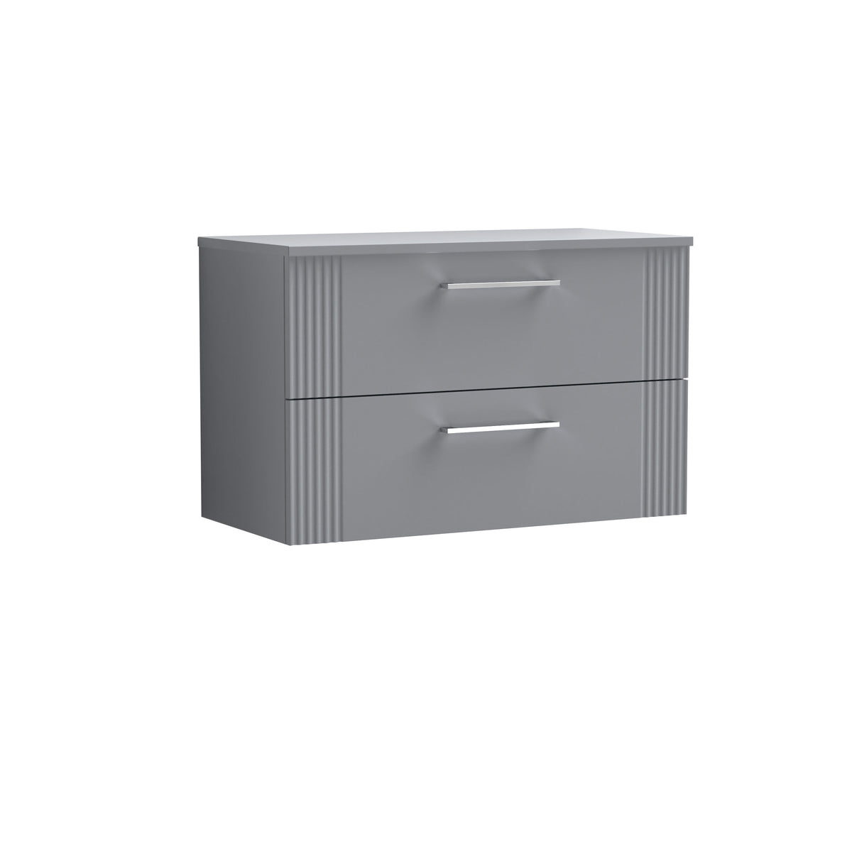Modern Splash 800mm Satin Grey 2 Drawer Wall Hung Vanity Unit With Co-ordinating Worktop