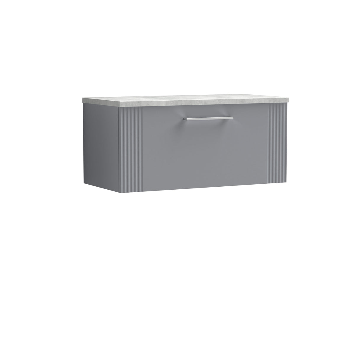 Modern Splash 800mm Satin Grey 1 Drawer Wall Hung Vanity With Bellato Grey Worktop
