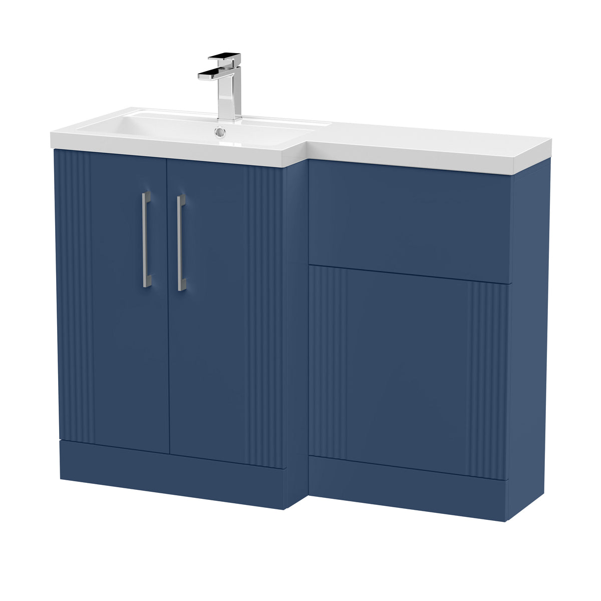 Modern Splash Satin Blue 1100mm x 390mm Left Hand Combination Unit With Polymarble Basin