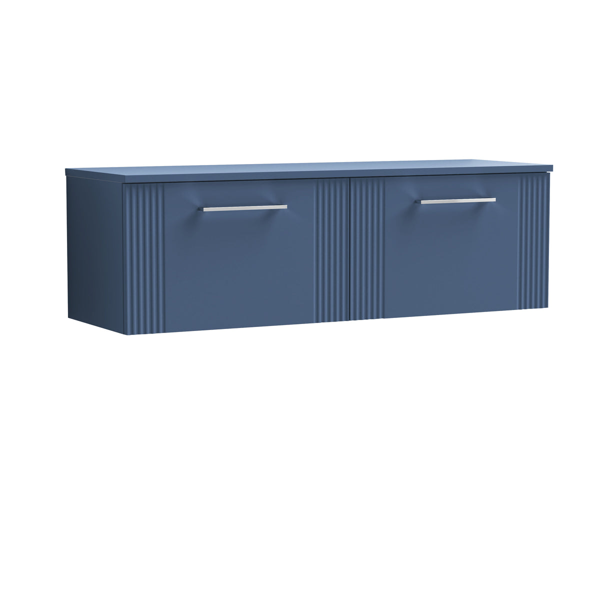 Modern Splash 1200mm Satin Blue 2 Drawer Wall Hung Vanity With Co-ordinating Worktop