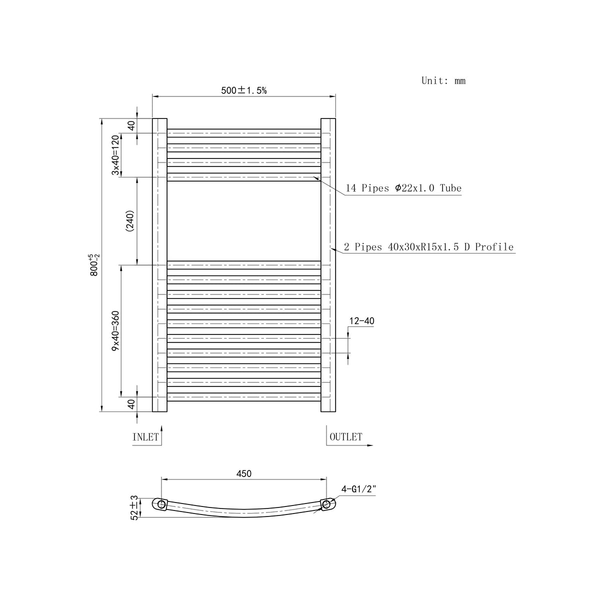 Chrome Bathroom Central Heating Towel Rail Curved Designer Ladder Radiator Warmer