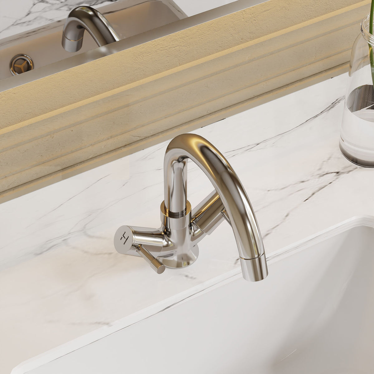 Modern Splash Series Two Chrome Mono Basin Mixer With Waste