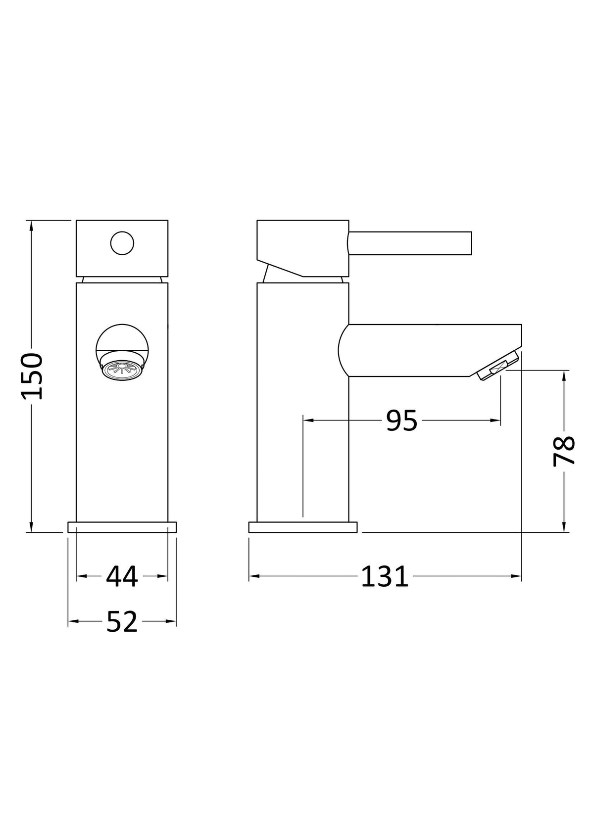 Modern Splash Series Two Chrome Mono Basin Mixer With Push Button Waste