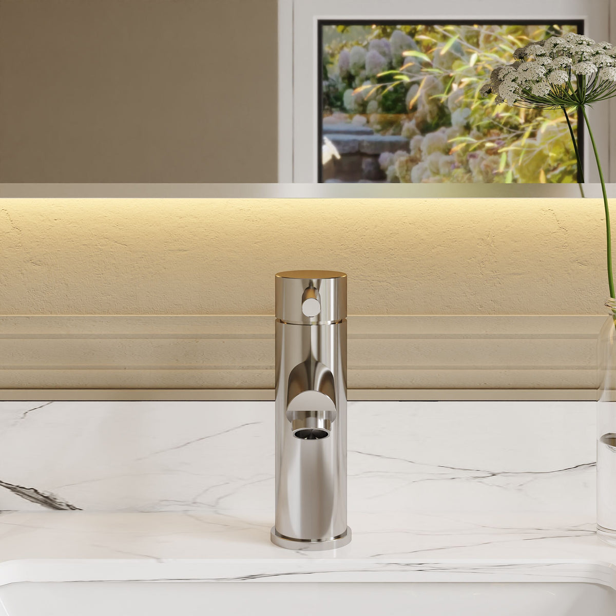 Modern Splash Series Two Chrome Mono Basin Mixer With Push Button Waste