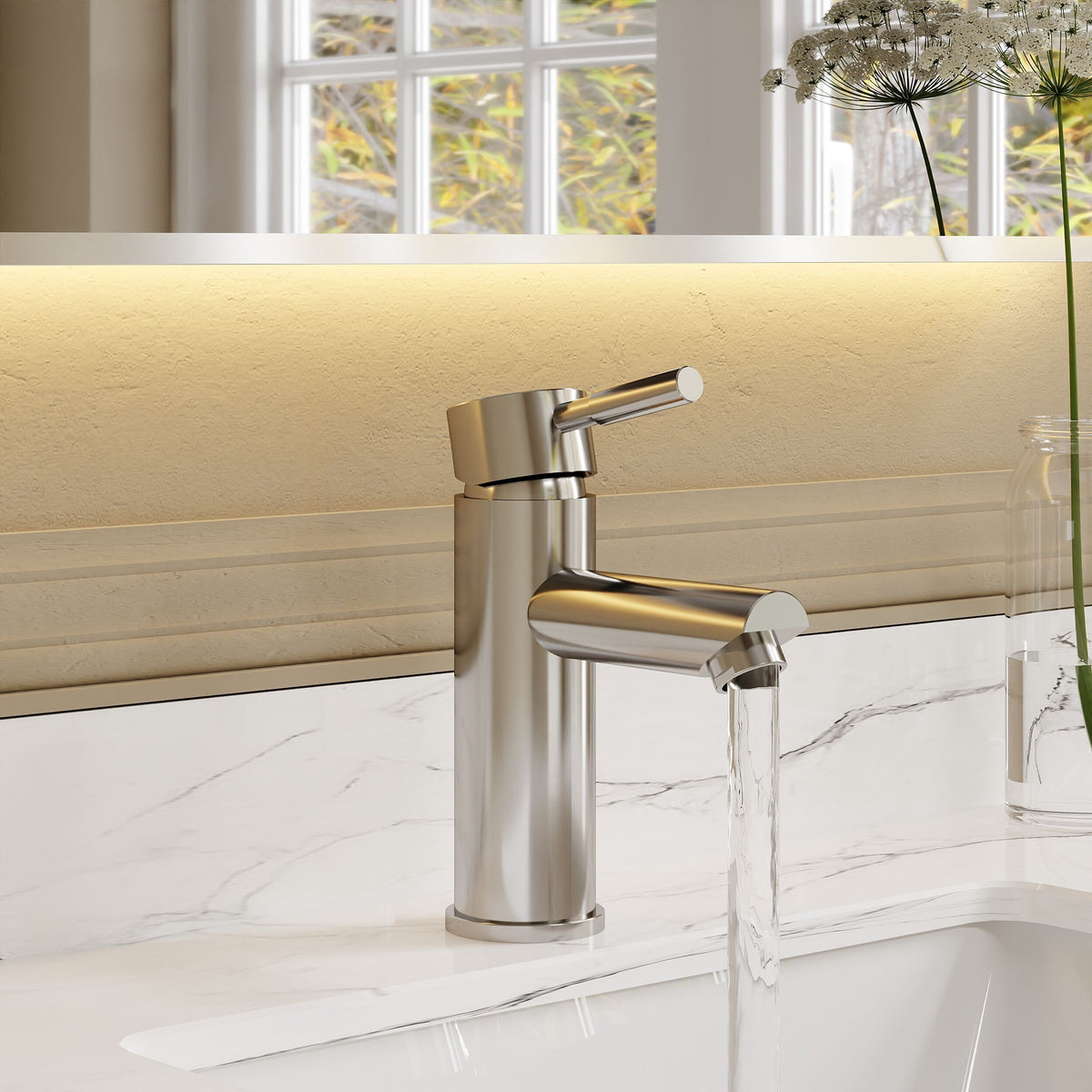 Modern Splash Series Two Chrome Mono Basin Mixer With Push Button Waste
