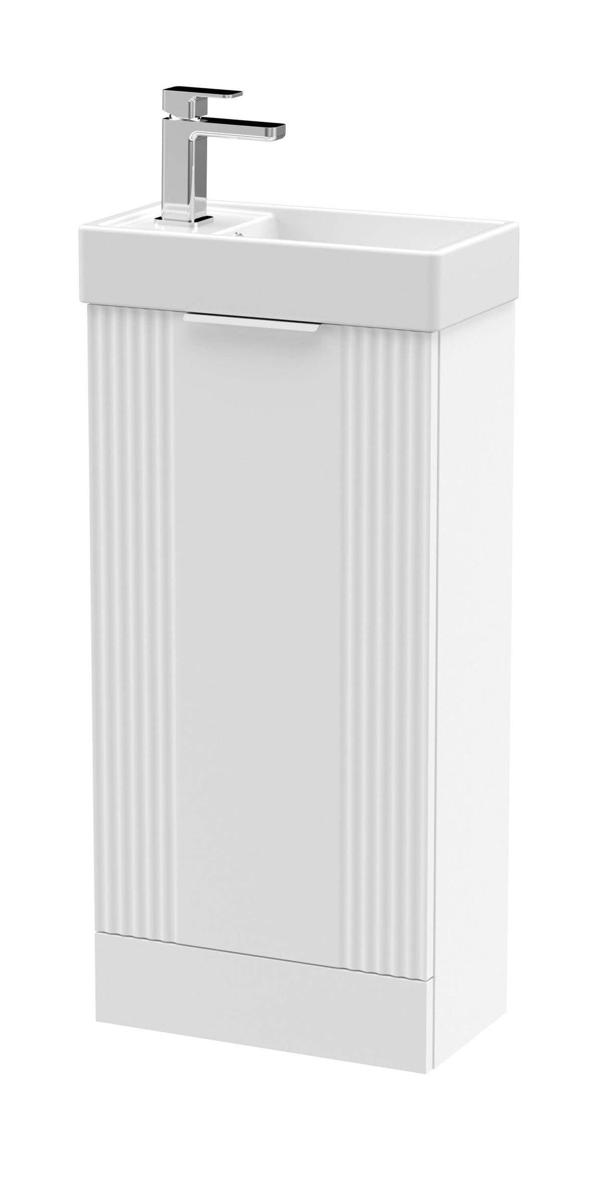 Modern Splash 400mm Stain White 1 Door Flo0r Standing Compact Vanity Unit With Basin