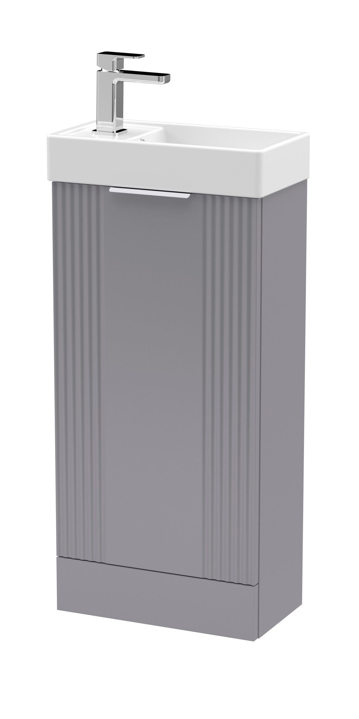 Modern Splash Compact 400mm Satin Grey Floor Standing Vanity Unit With Ceramic Basin