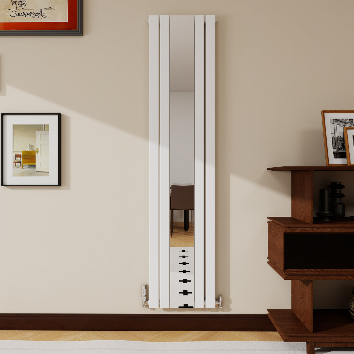 Modern Splash Vertical Flat Panel Mirror Radiator 1800x417mm Single