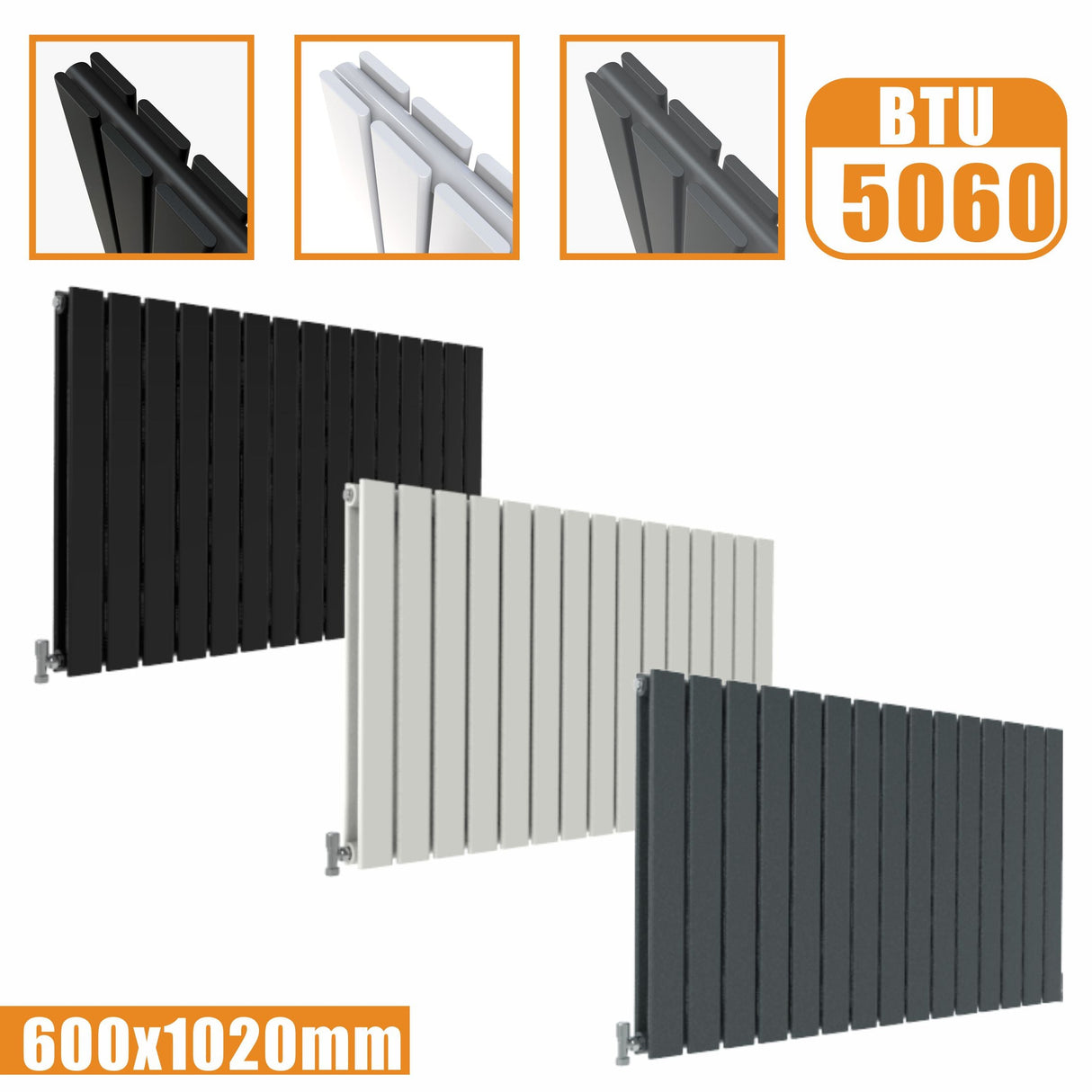 Modern Splash Flat Panel Anthracite Radiator Horizontal 600x1020mm Double