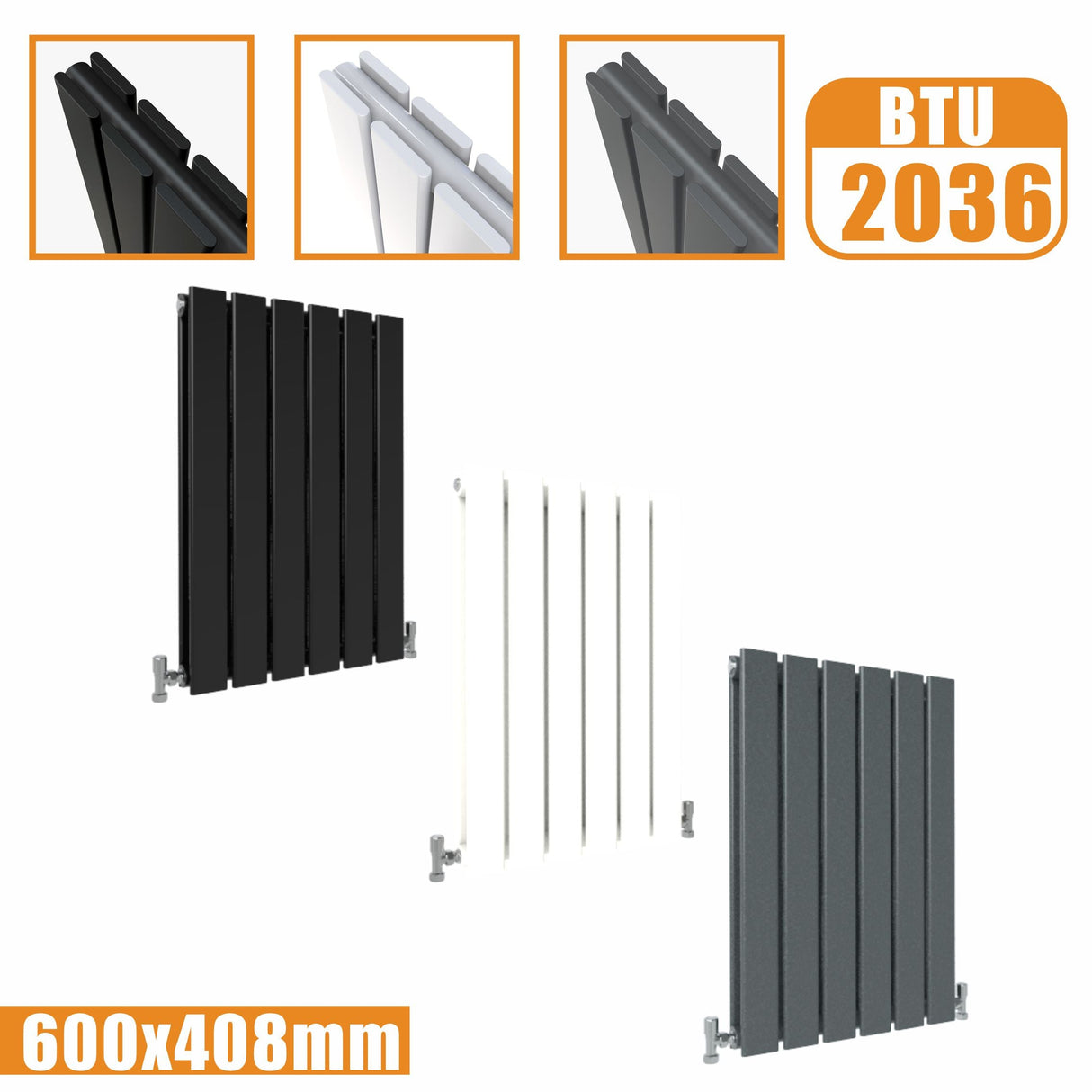 Modern Splash Flat Panel White Radiator Horizontal 600x408mm Double Panels