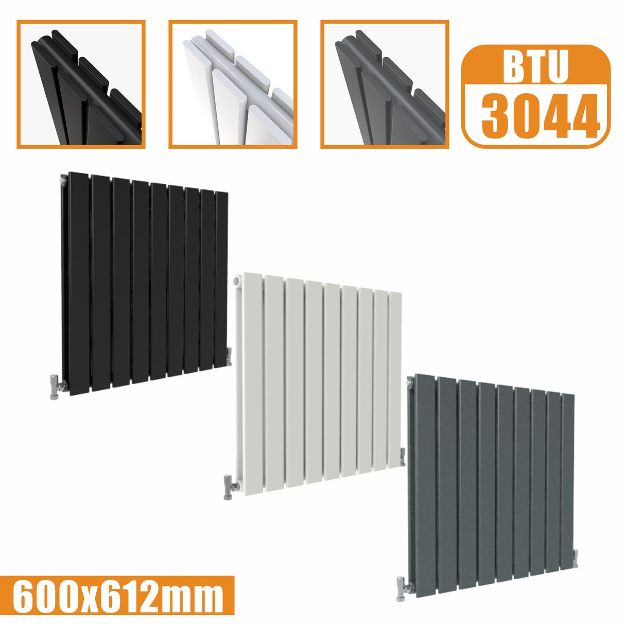 Modern Splash Flat Panel White Radiator Horizontal 600x612mm Double Panels
