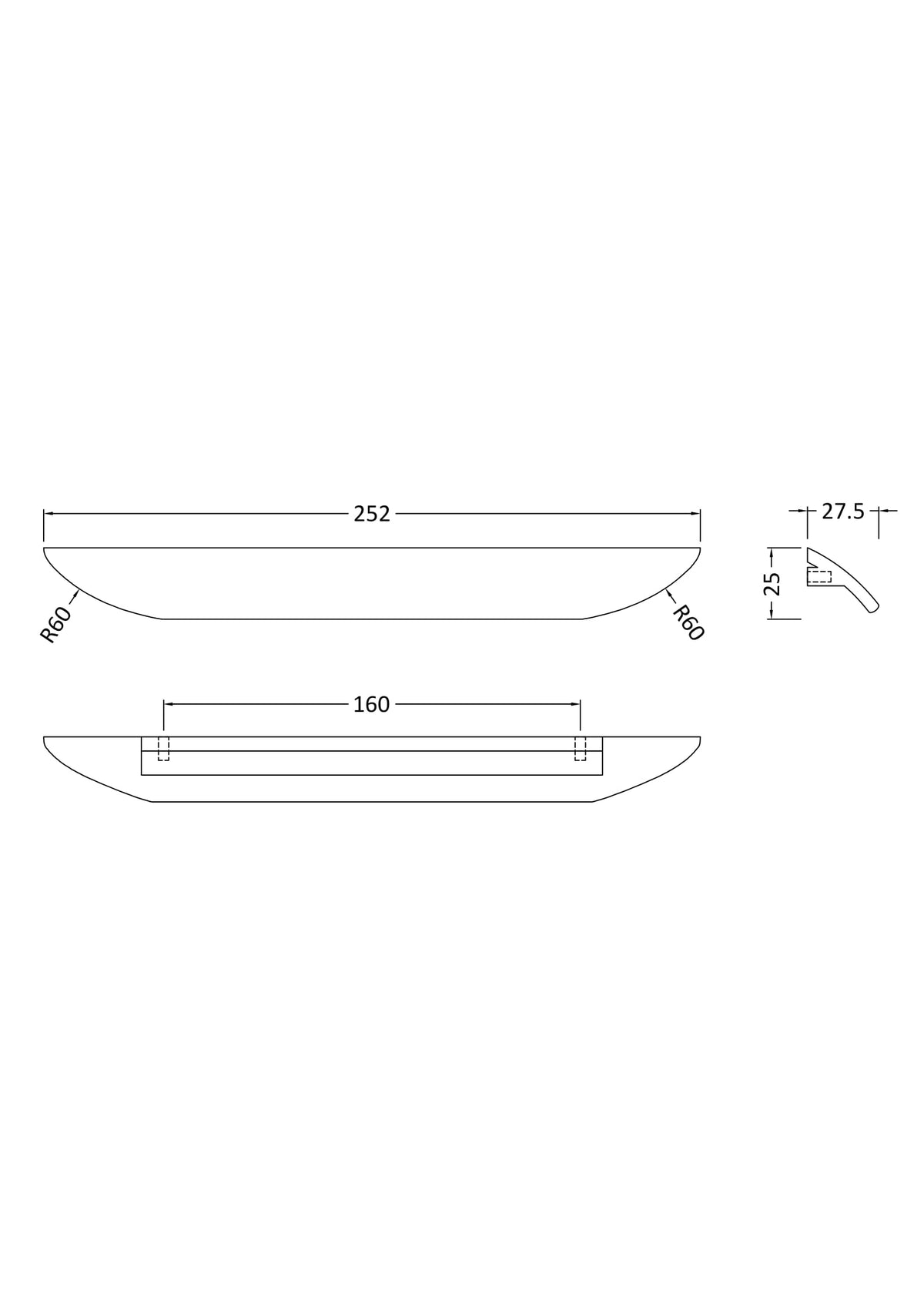 160mm Chrome Finger Pull Handle