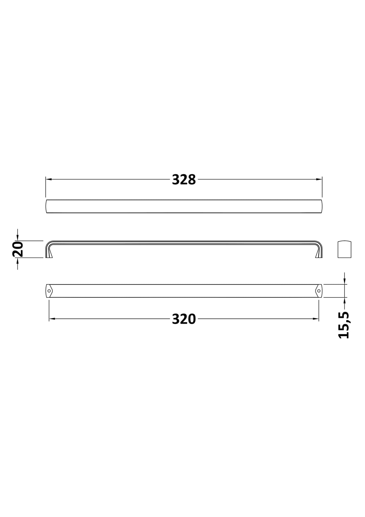 328mm Brushed Bronze D Handle (320mm Centres)