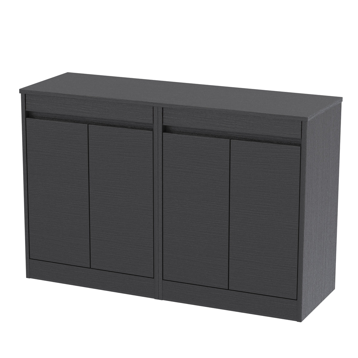Modern Splash 1200mm Graphite Grey Woodgrain 4 Door Floor Standing Vanity Unit With Co-ordinating Worktop