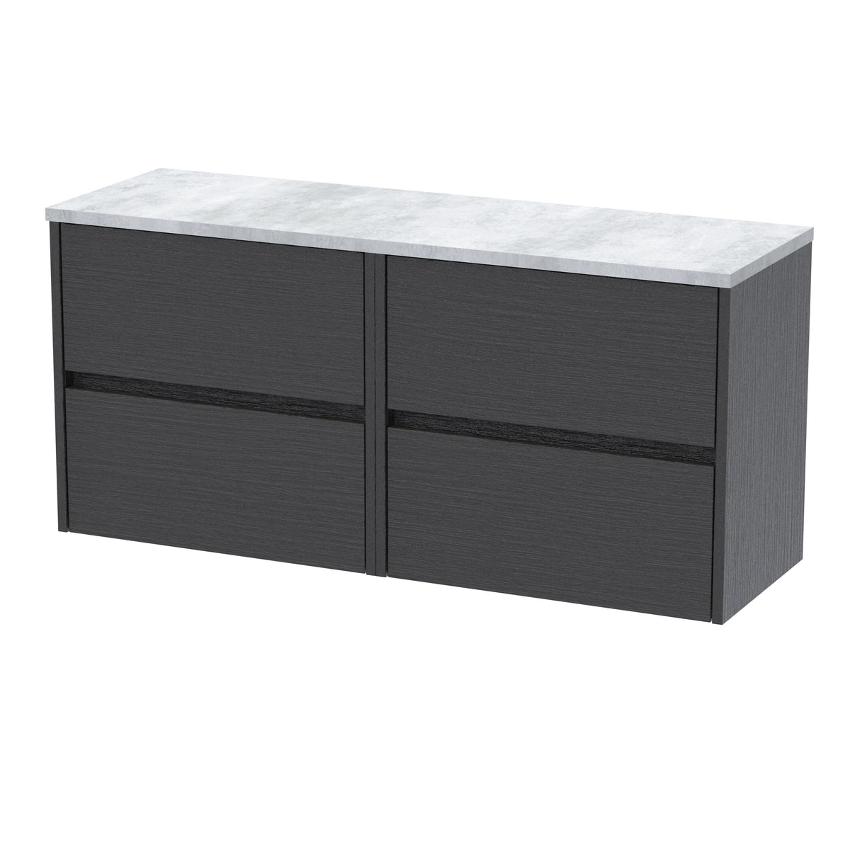 Modern Splash 1200mm Gloss White 4 Drawer Wall Hung Vanity Unit With Bellato Grey Worktop
