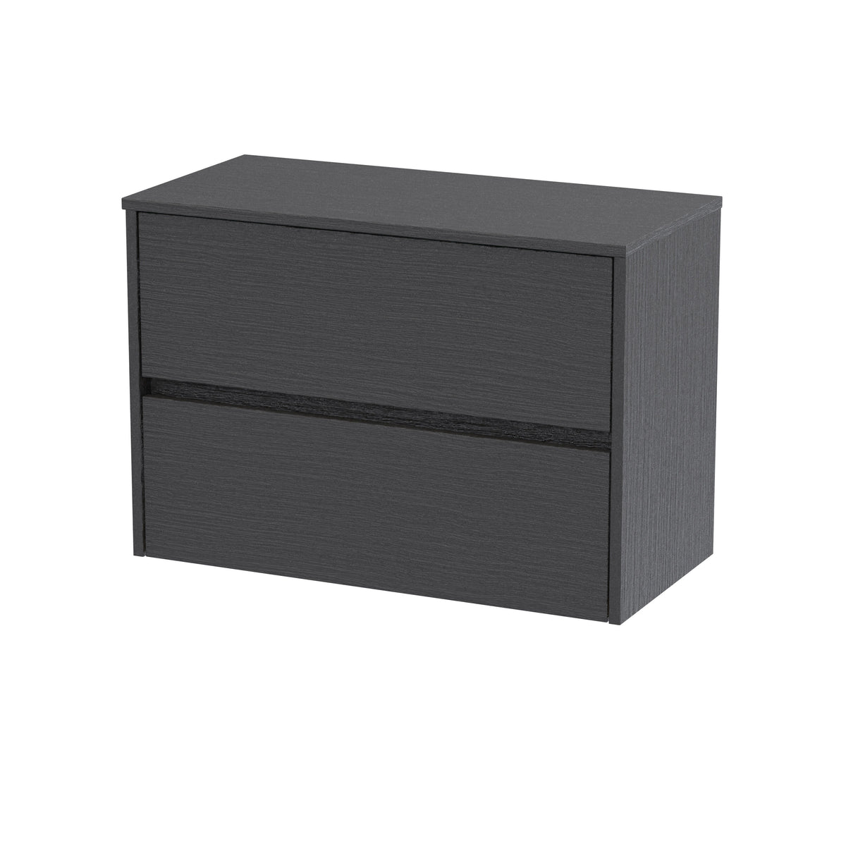 Modern Splash 800mm Graphite Grey Woodgrain 2 Drawer Wall Hung Vanity Unit With Co-ordinating Worktop