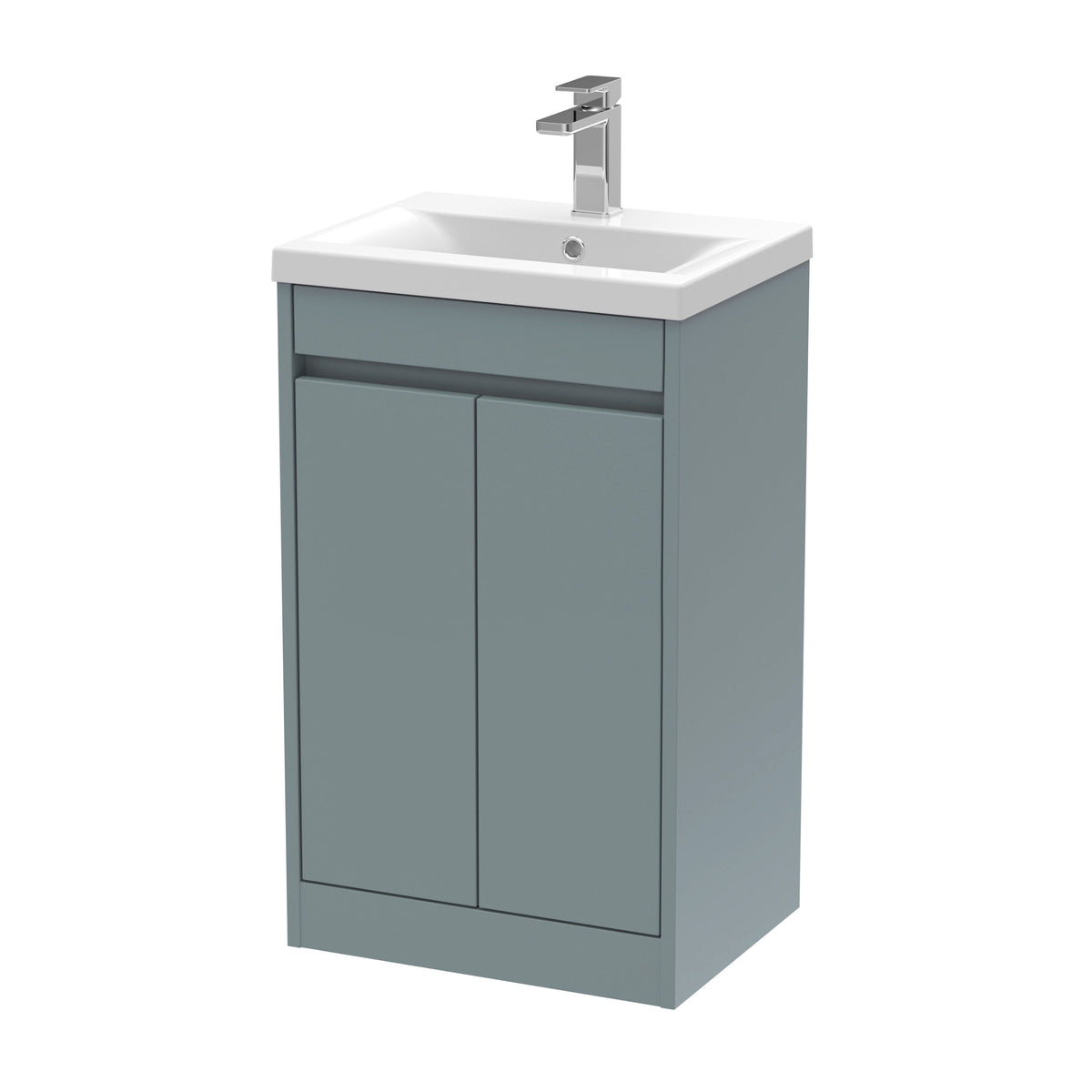 Modern Splash 500mm Coastal Grey 2 Door Floor Standing Vanity Unit With Mid-Edge Basin