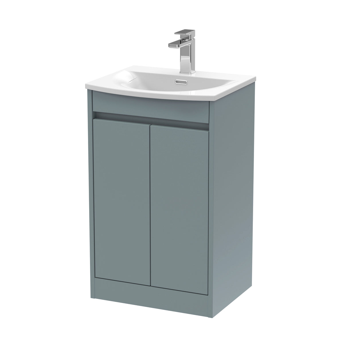 Modern Splash 500mm Coastal Grey 2 Door Floor Standing Vanity Unit With Curved Basin