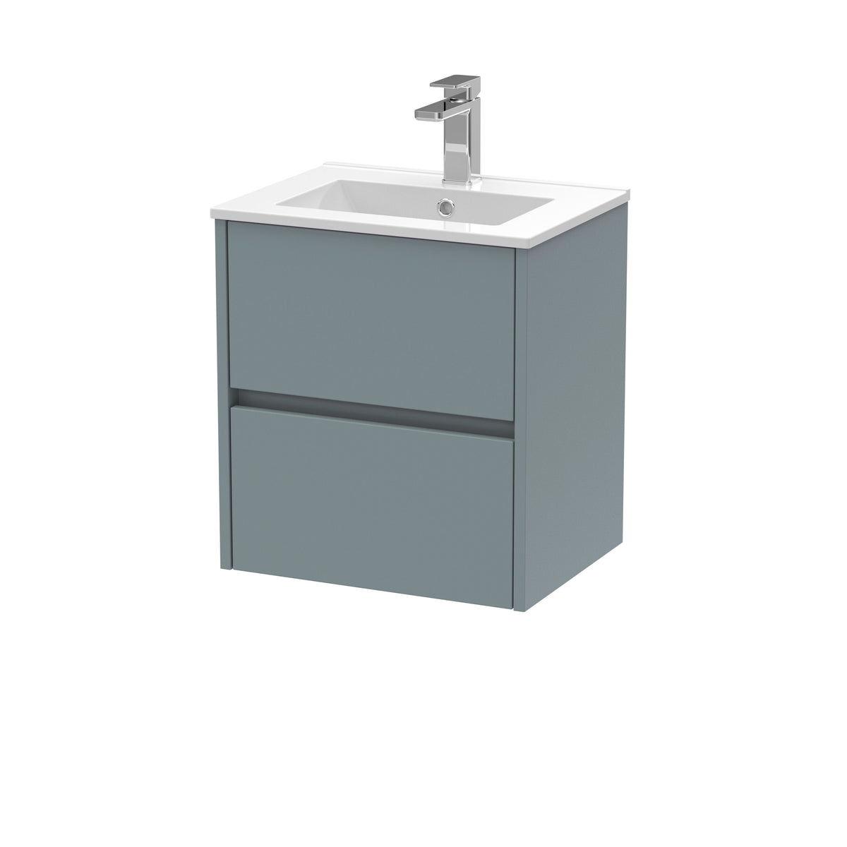 Modern Splash 500mm Coastal Grey 2 Drawer Wall Hung Vanity Unit With Minimalist Basin