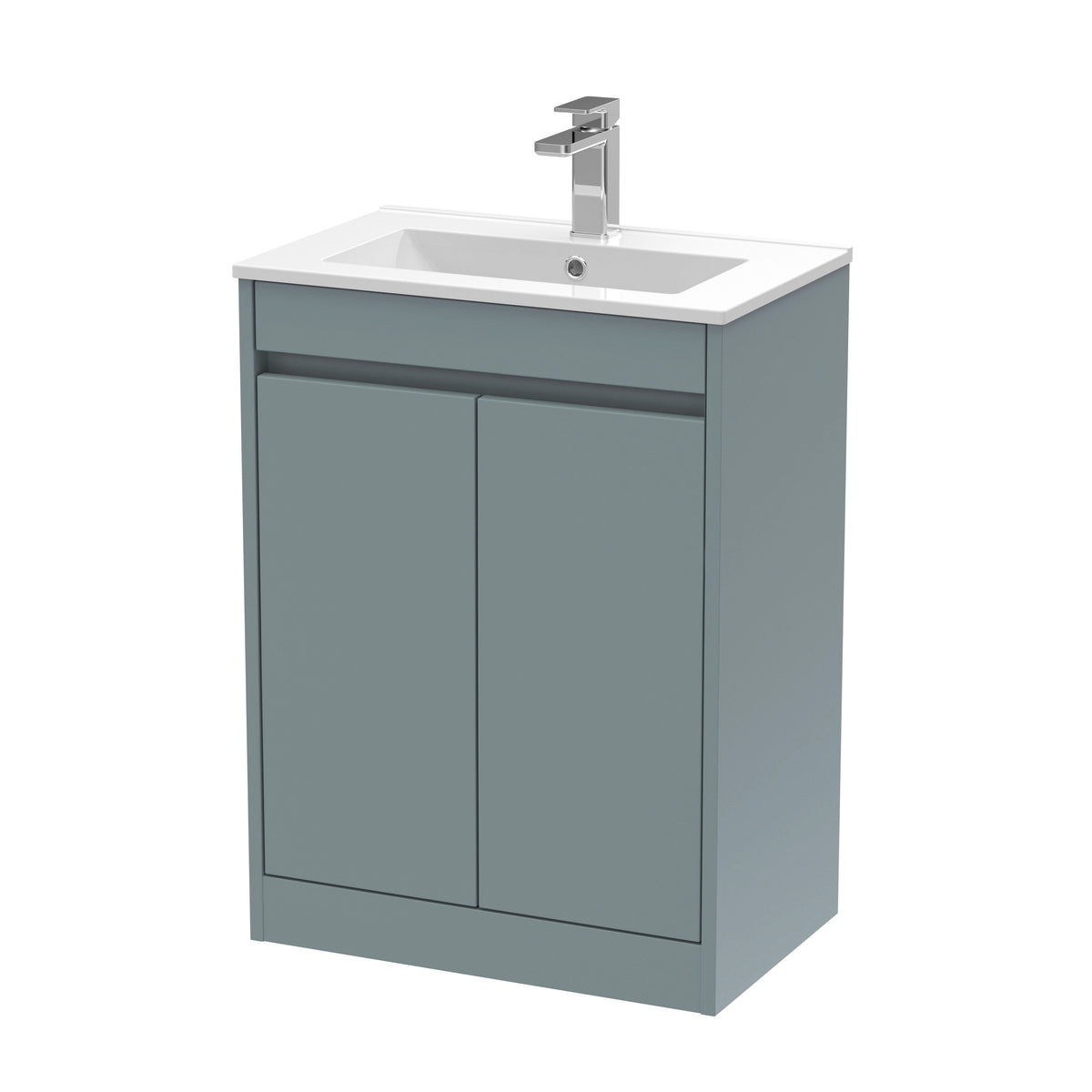 Modern Splash 600mm Coastal Grey 2 Door Floor Standing Vanity Unit With Minimilist Basin
