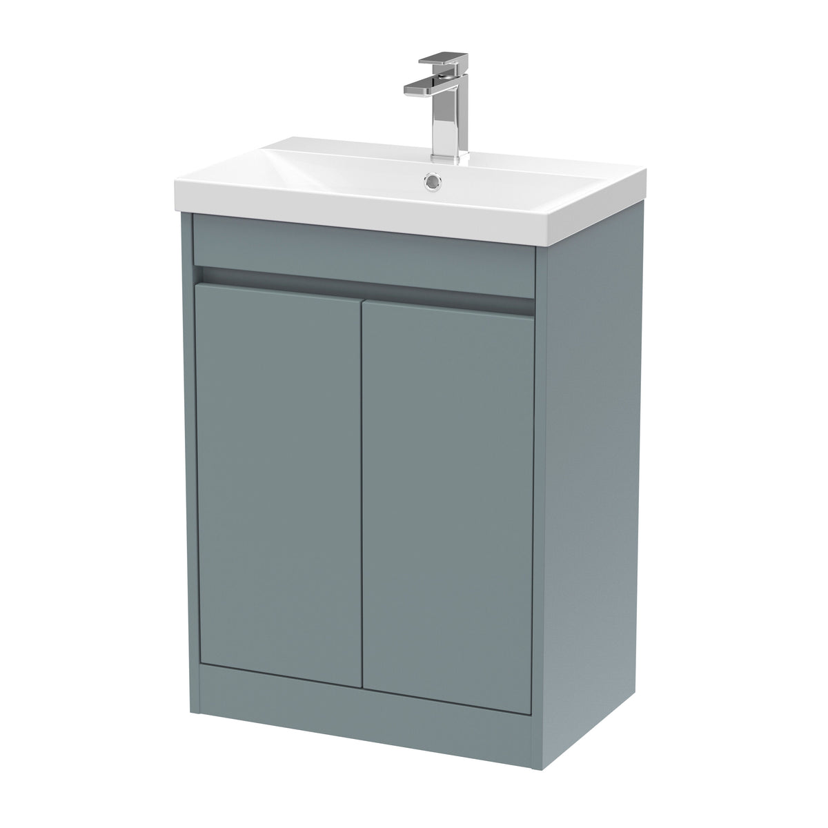 Modern Splash 600mm Coastal Grey 2 Door Floor Standing Vanity Unit With Thin-Edge Basin