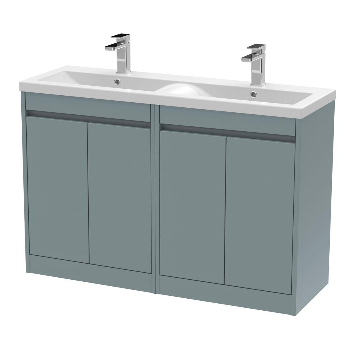 Modern Splash 1200mm Coastal Grey 4 Door Floor Standing Vanity Unit With Polymarble Basin