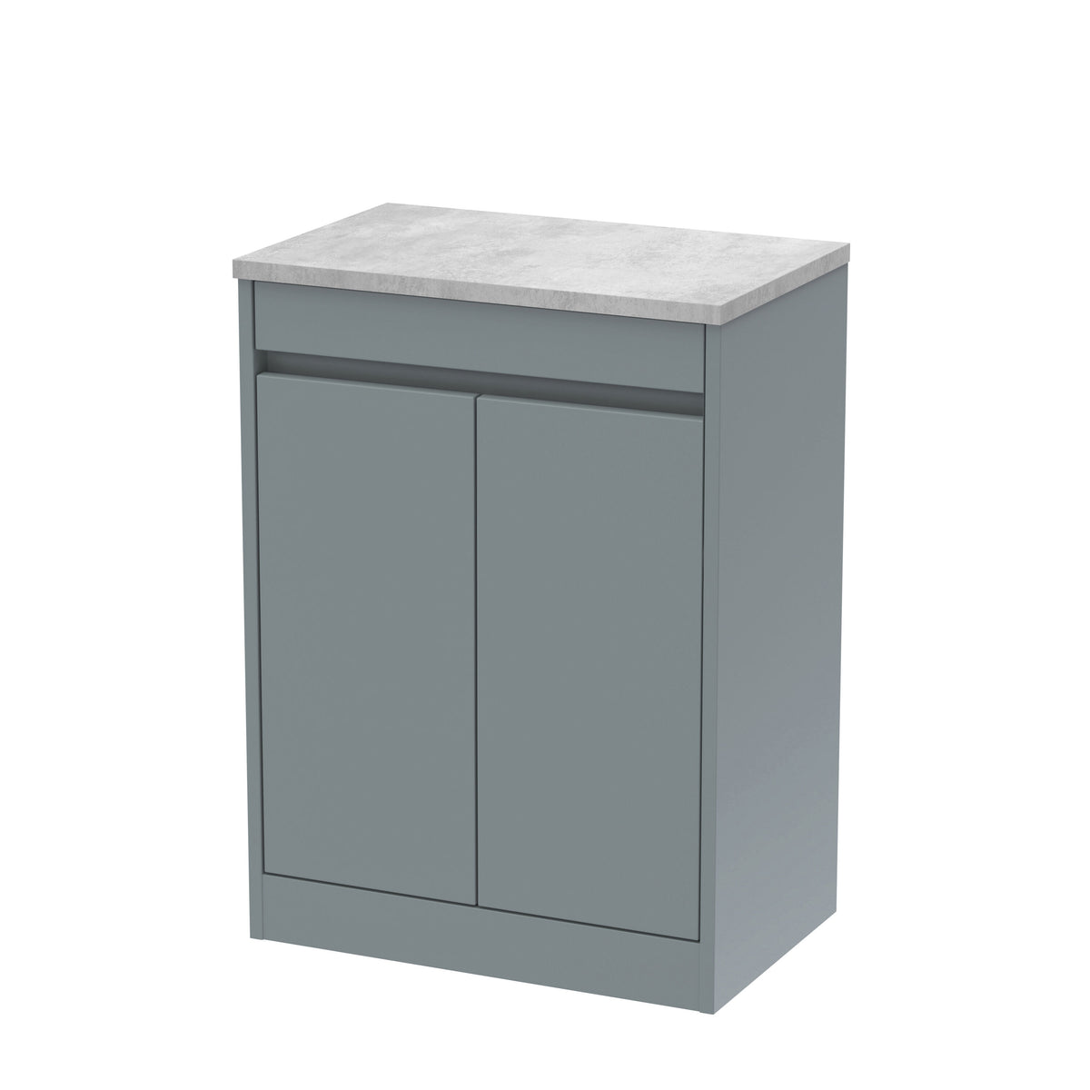 Modern Splash 600mm Coastal Grey 2 Door Floor Standing Vanity Unit With Bellato Grey Worktop