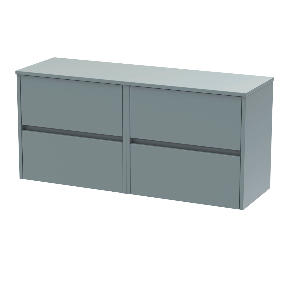 Modern Splash 1200mm Coastal Grey 4 Drawer Wall Hung Vanity Unit With Co-ordinating Worktop