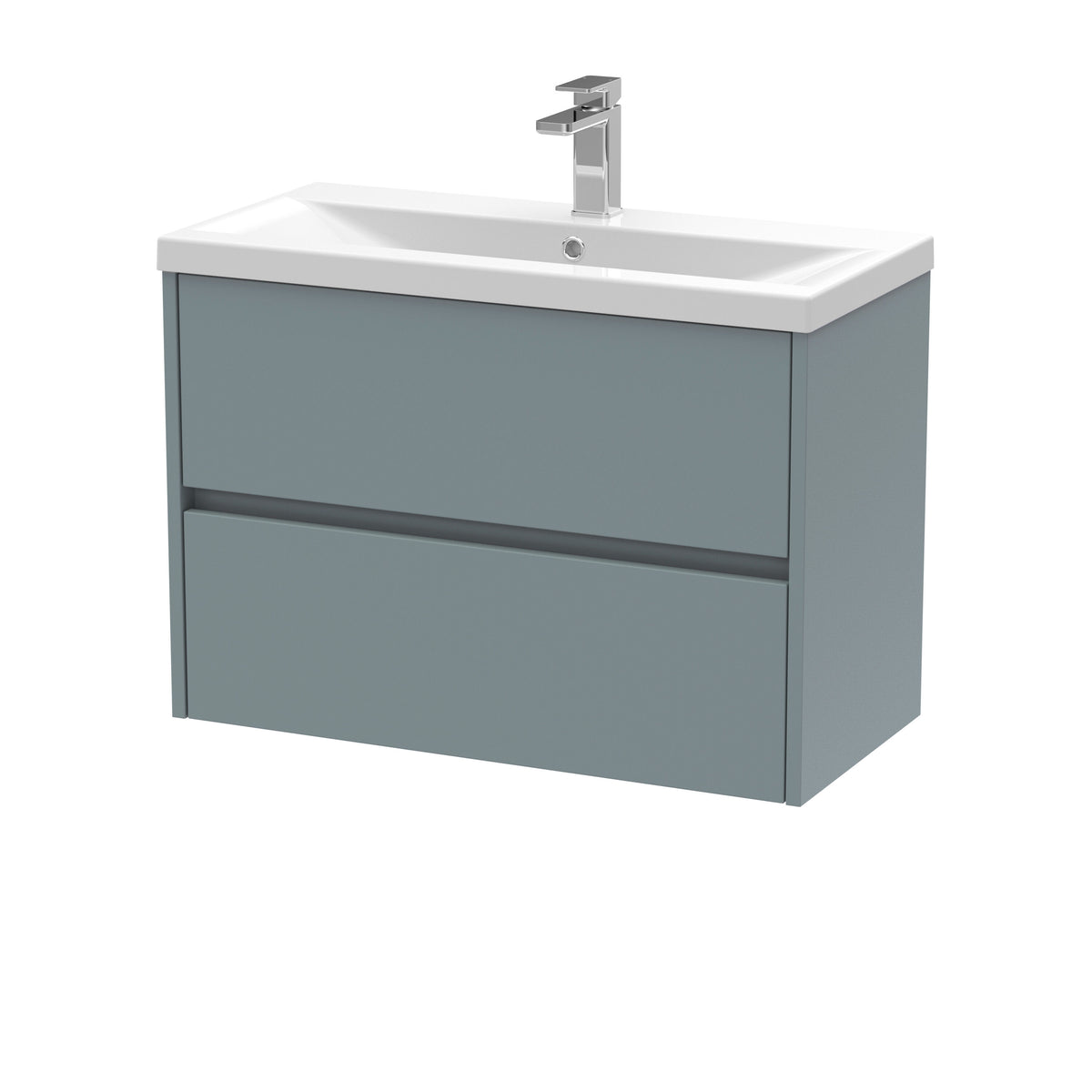 Modern Splash 800mm Coastal Grey 2 Drawer Wall Hung Vanity Unit With Mid-Edge Basin