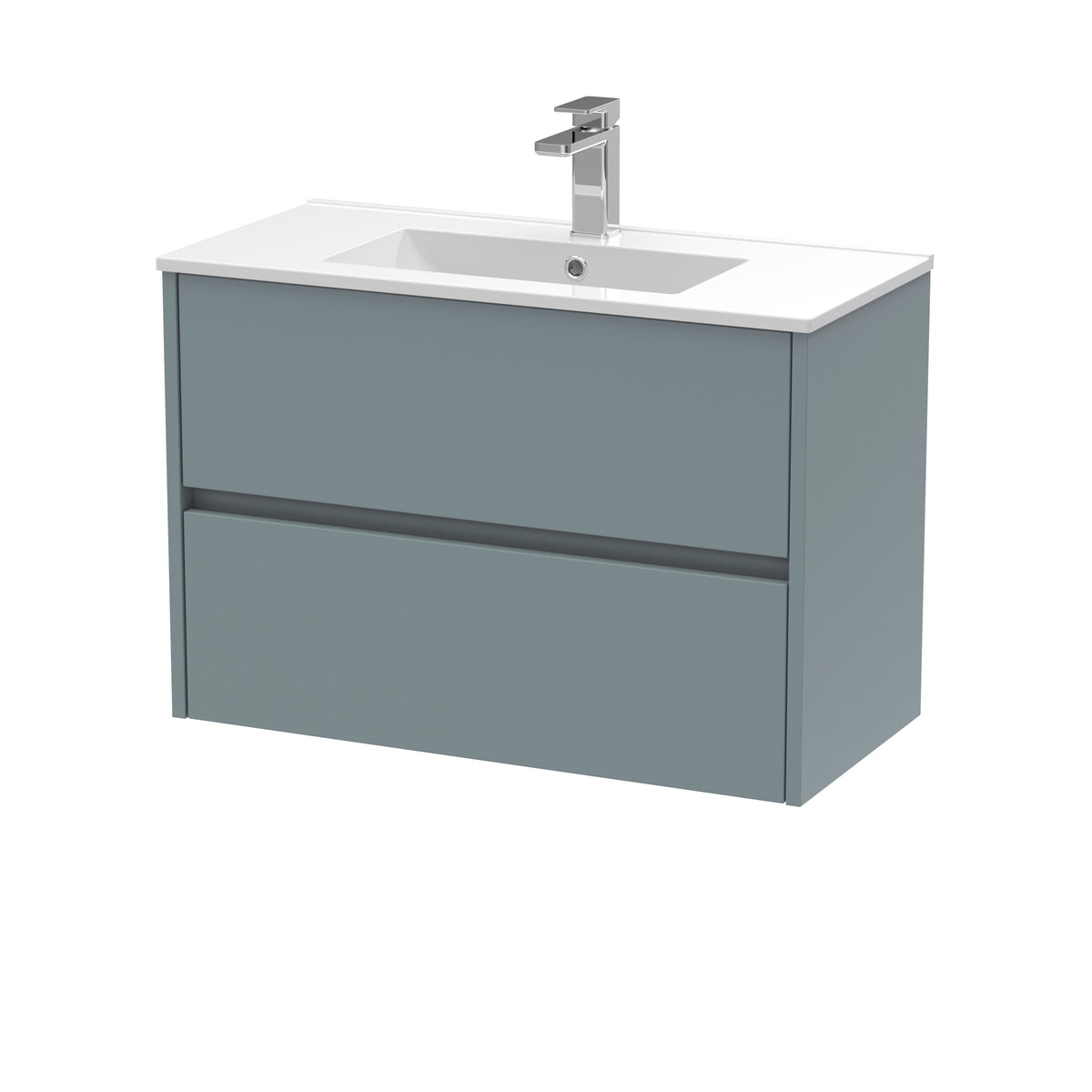 Modern Splash 800mm Coastal Grey 2 Drawer Wall Hung Vanity Unit With Minimalist Basin