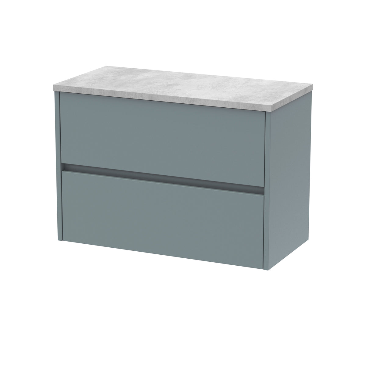 Modern Splash 800mm Coastal Grey 2 Drawer Wall Hung Vanity Unit With Bellato Grey Worktop