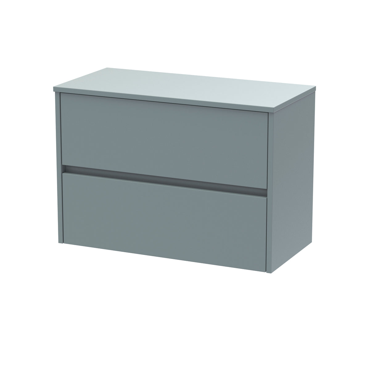 Modern Splash 800mm Coastal Grey 2 Drawer Wall Hung Vanity Unit With Co-ordinating Worktop