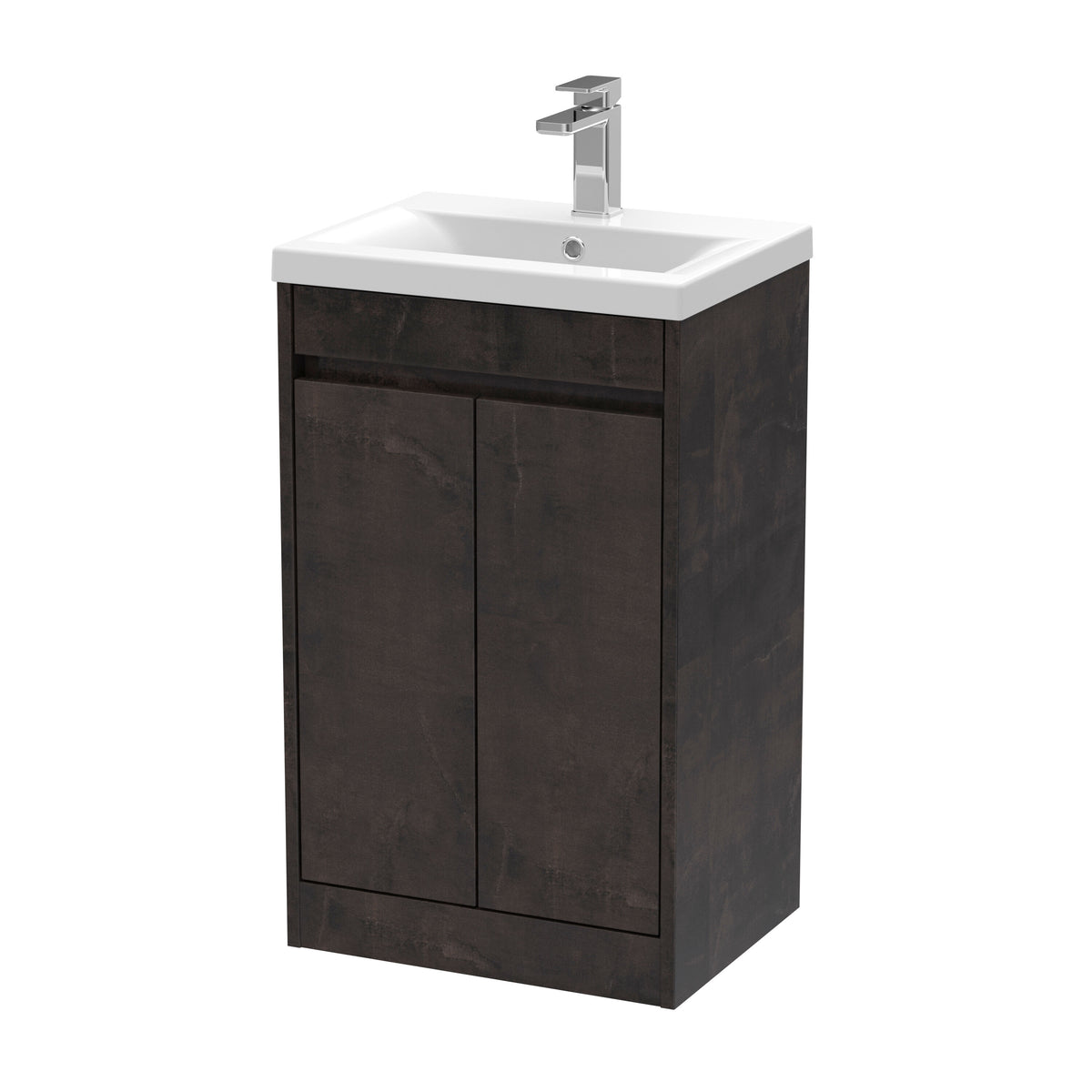 Modern Splash 500mm metallic Slate 2 Door Floor Standing Vanity Unit With Mid-Edge Basin