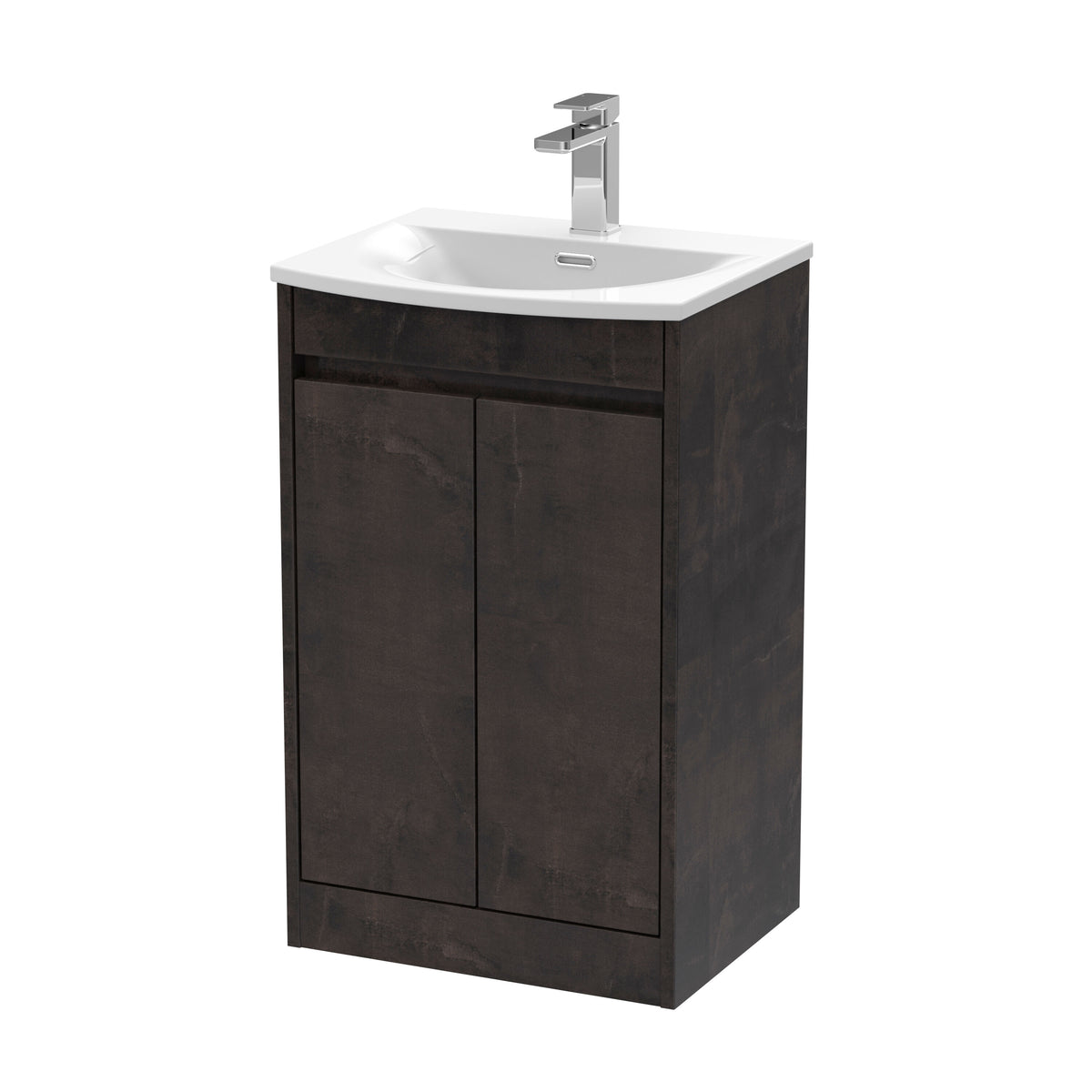 Modern Splash 500mm metallic Slate 2 Door Floor Standing Vanity Unit With Curved Basin