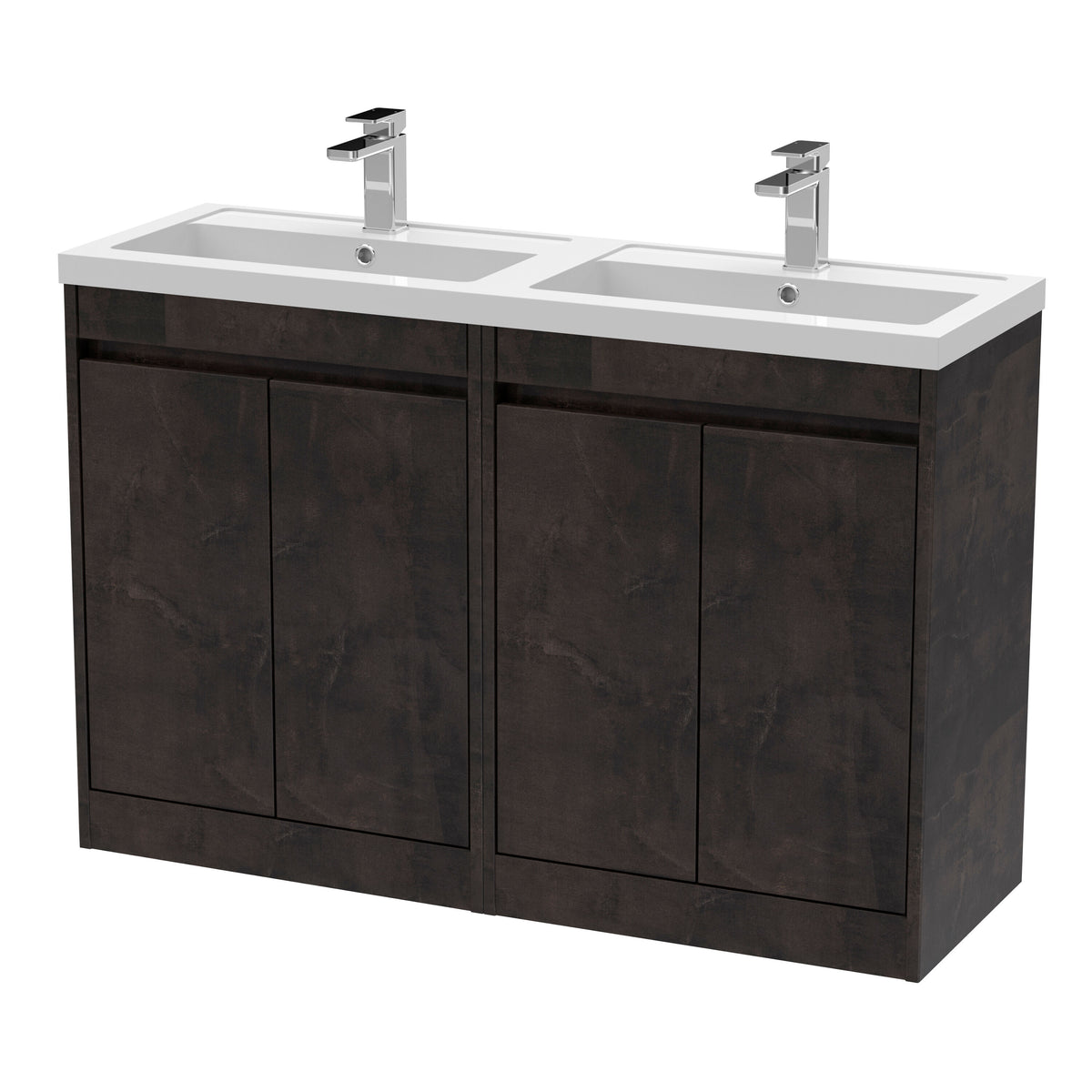 Modern Splash 1200mm metallic Slate 4 Door Floor Standing Vanity Unit With Ceramic Basin