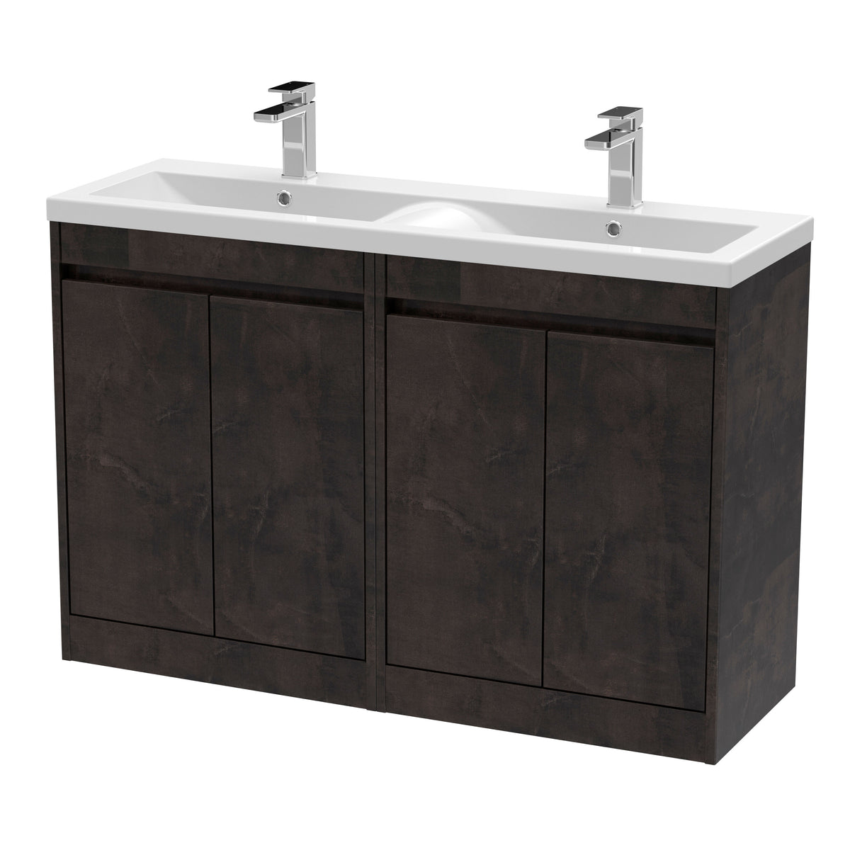 Modern Splash 1200mm metallic Slate 4 Door Floor Standing Vanity Unit With Polymarble Basin