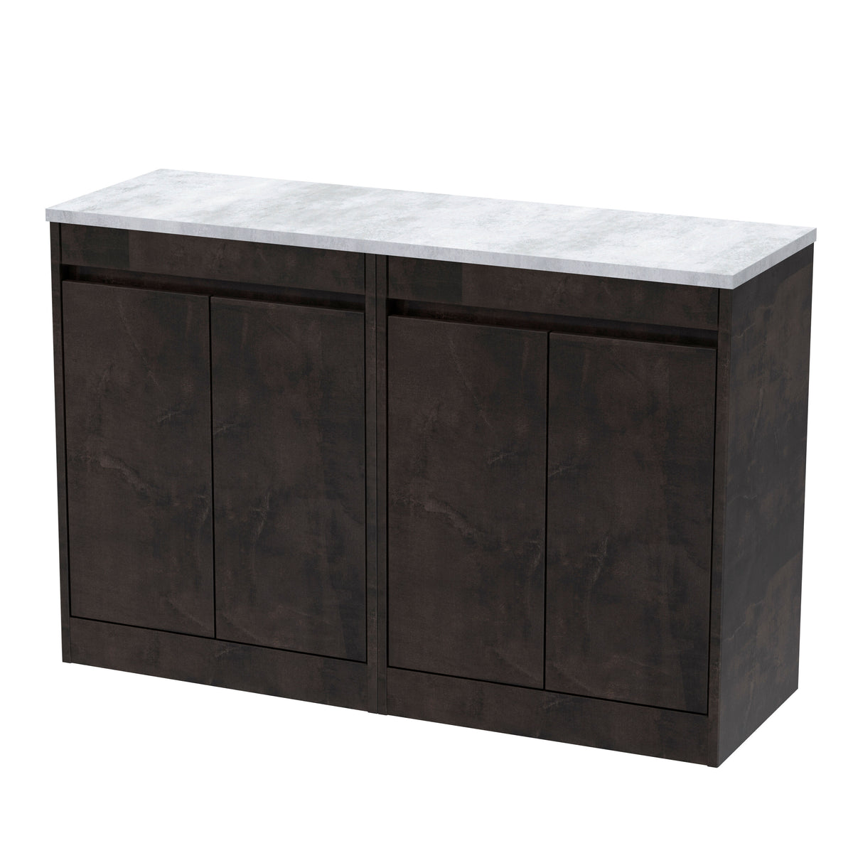 Modern Splash 1200mm metallic Slate 4 Door Floor Standing Vanity Unit With Bellato Grey Worktop