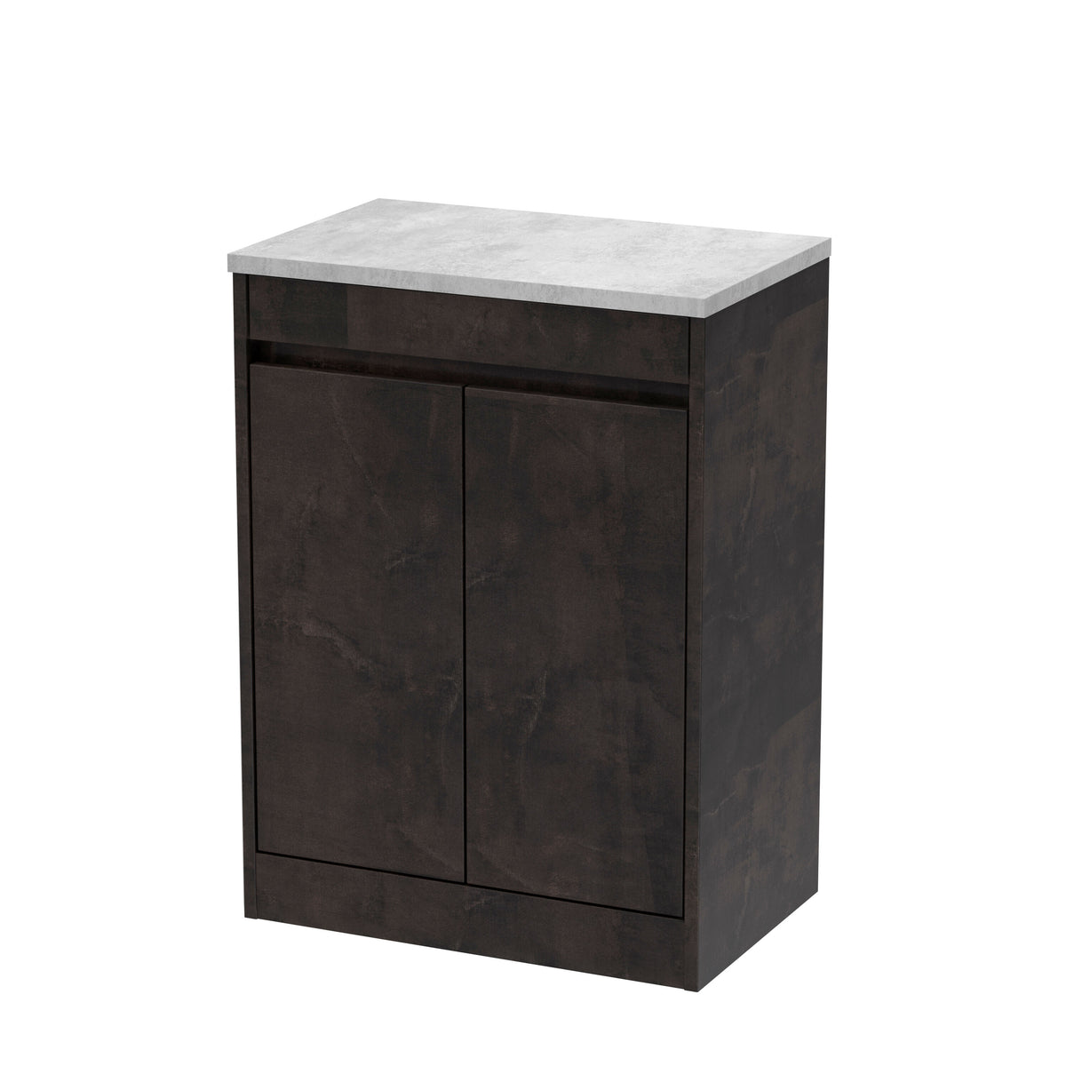 Modern Splash 600mm metallic Slate 2 Door Floor Standing Vanity Unit With Bellato Grey Worktop