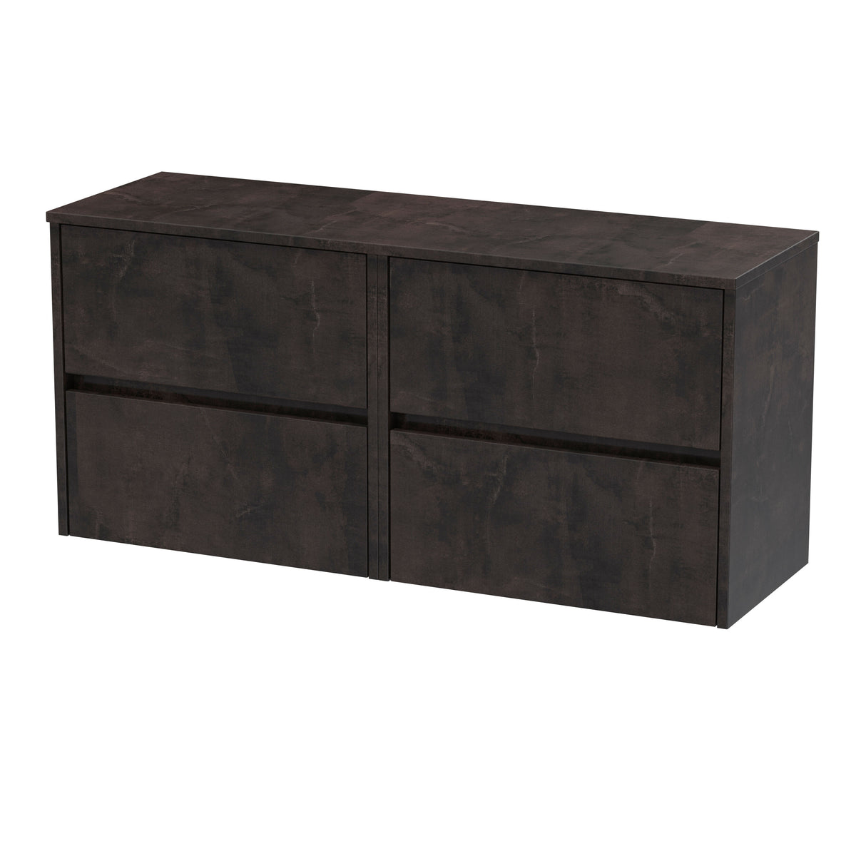 Modern Splash 1200mm Metallic Slate 4 Drawer Wall Hung Vanity Unit With Colour Match Worktop